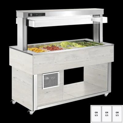 Insulă frigorifică pentru expunere alimente GN 3-1/1 - 200 mm, Hemlock - TR GREEN+ 3H
