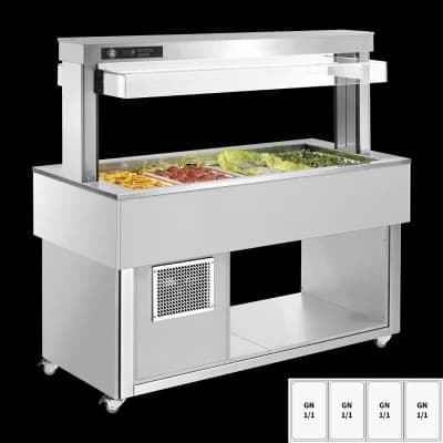 Insulă frigorifică pentru expunere alimente GN 4-1/1 - 200 mm, RAL - TR GREEN+ 4R