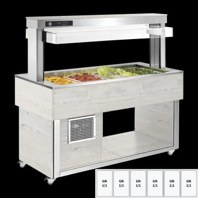 Insulă frigorifică pentru expunere alimente GN 6-1/1 - 200 mm, Hemlock - TR GREEN+ 6H