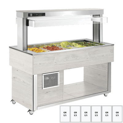 Insulă frigorifică pentru expunere alimente GN 6-1/1 - 200 mm, Hemlock - TR GREEN+ 6H