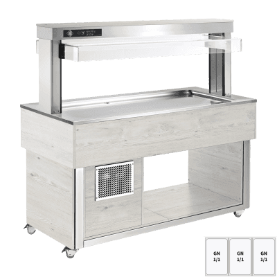 Insulă frigorifică pentru expunere alimente GN 3-1/1 - 30 mm, Hemlock - TR LIME+ 3H