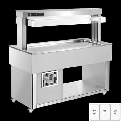 Insulă frigorifică pentru expunere alimente GN 3-1/1 - 30 mm, RAL - TR LIME+ 3R