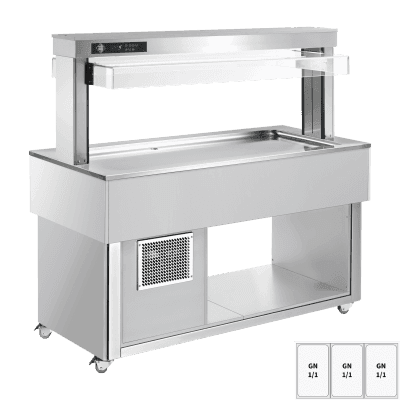 Insulă frigorifică pentru expunere alimente GN 3-1/1 - 30 mm, RAL - TR LIME+ 3R