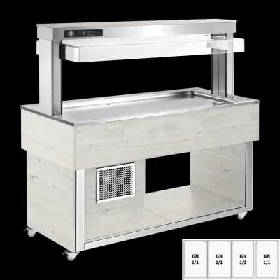 Insulă frigorifică pentru expunere alimente GN 4-1/1 - 30 mm, Hemlock - TR LIME+ 4H