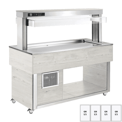 Insulă frigorifică pentru expunere alimente GN 4-1/1 - 30 mm, Hemlock - TR LIME+ 4H