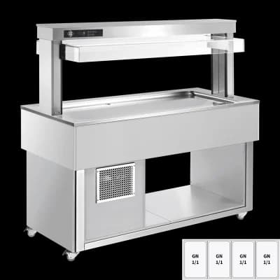 Insulă frigorifică pentru expunere alimente GN 4-1/1 - 30 mm, RAL - TR LIME+ 4R