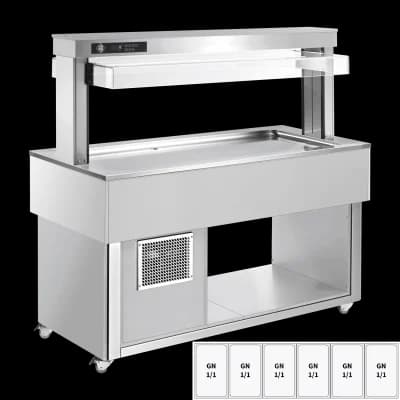 Insulă frigorifică pentru expunere alimente GN 6-1/1 - 30 mm, RAL - TR LIME+ 6R