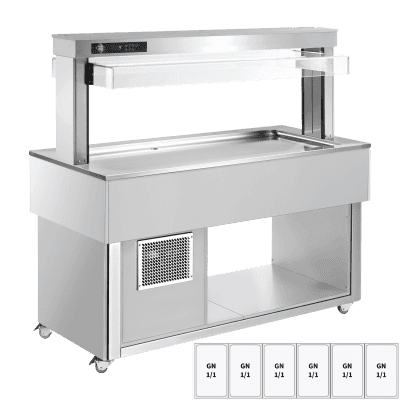 Insulă frigorifică pentru expunere alimente GN 6-1/1 - 30 mm, RAL - TR LIME+ 6R