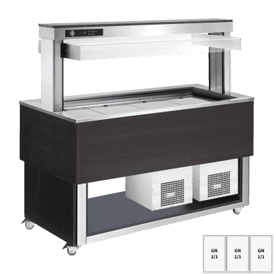 Insulă frigorifică pentru expunere alimente, reglabilă GN 3-1/1 Wenge - TR BLUE+ 3W