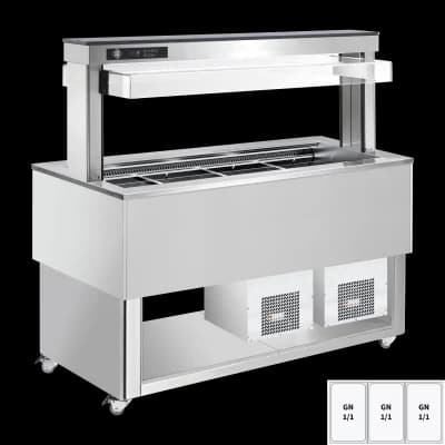 Insulă frigorifică pentru expunere alimente, reglabilă GN 3-1/1 RAL - TR BLUE+ 3R