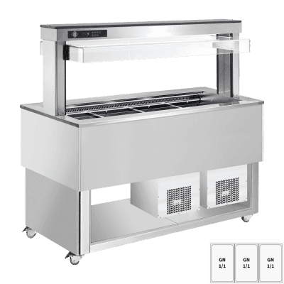 Insulă frigorifică pentru expunere alimente, reglabilă GN 3-1/1 RAL - TR BLUE+ 3R