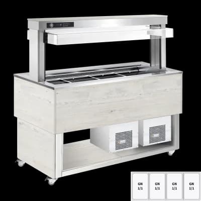 Insulă frigorifică pentru expunere alimente, reglabilă GN 4-1/1 Hemlock - TR BLUE+ 4H