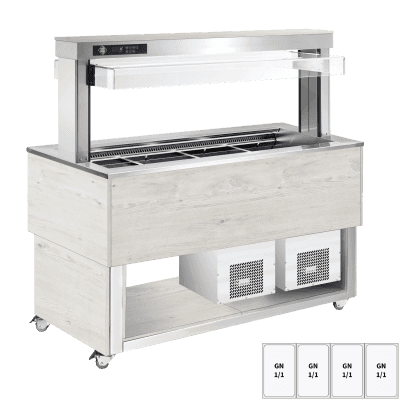 Insulă frigorifică pentru expunere alimente, reglabilă GN 4-1/1 Hemlock - TR BLUE+ 4H