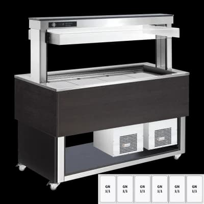 Insulă frigorifică pentru expunere alimente, reglabilă GN 6-1/1 Wenge - TR BLUE+ 6W