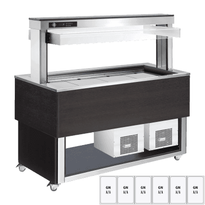 Insulă frigorifică pentru expunere alimente, reglabilă GN 6-1/1 Wenge - TR BLUE+ 6W