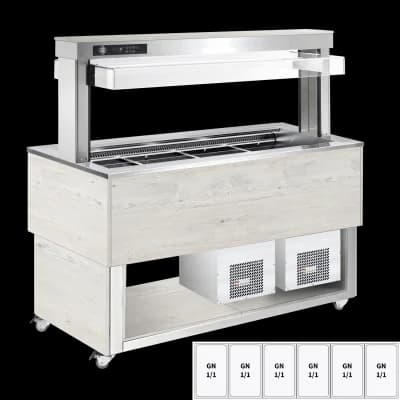 Insulă frigorifică pentru expunere alimente, reglabilă GN 6-1/1 Hemlock - TR BLUE+ 6H