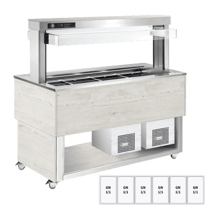 Insulă frigorifică pentru expunere alimente, reglabilă GN 6-1/1 Hemlock - TR BLUE+ 6H