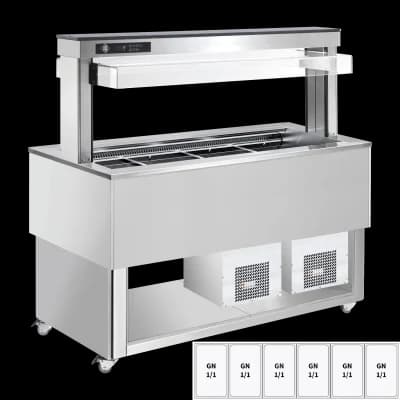 Insulă frigorifică pentru expunere alimente, reglabilă GN 6-1/1 RAL - TR BLUE+ 6R