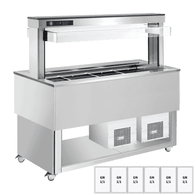 Insulă frigorifică pentru expunere alimente, reglabilă GN 6-1/1 Inox - TR BLUE+ 6I