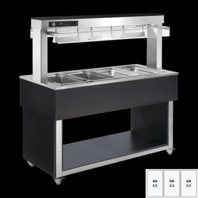 Insulă expunere alimente încălzită, tavă bain marie GN 3-1/1 Wenge - TR RED+ 3W