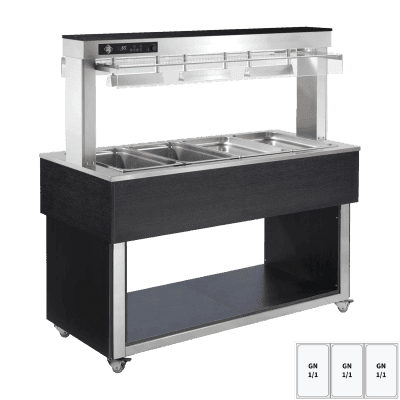 Insulă expunere alimente încălzită, tavă bain marie GN 3-1/1 Wenge - TR RED+ 3W
