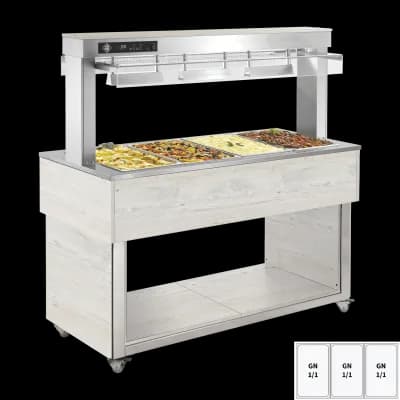 Insulă încălzită pentru expunere alimente, tavă bain marie GN 3-1/1 Hemlock - TR RED+ 3H