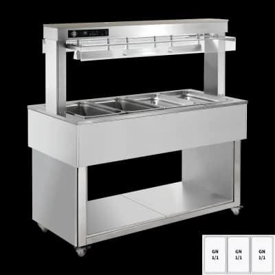 Insulă expunere alimente încălzită, tavă bain marie GN 3-1/1 RAL - TR RED+ 3R