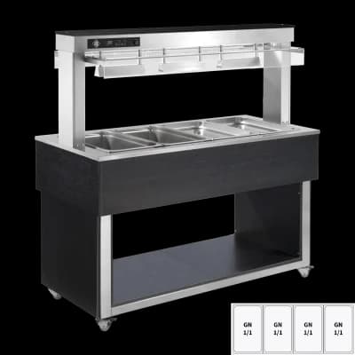 Insulă expunere alimente încălzită, tavă bain marie GN 4-1/1 Wenge - TR RED+ 4W