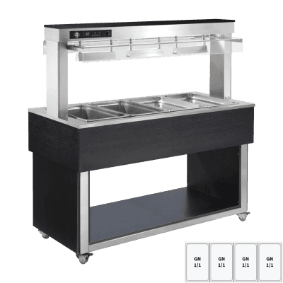 Insulă expunere alimente încălzită, tavă bain marie GN 4-1/1 Wenge - TR RED+ 4W