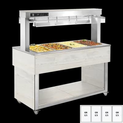 Insulă încălzită pentru expunere alimente, tavă bain marie GN 4-1/1 Hemlock - TR RED+ 4H