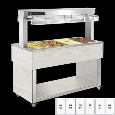Insulă de prezentare alimente încălzită, tavă bain marie GN 6-1/1 Hemlock - TR RED+ 6H