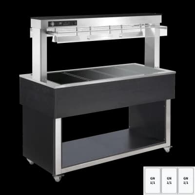 Insulă încălzită pentru expunere alimente, sticlă ceramică GN 3-1/1 Wenge - TR BROWN+ 3W
