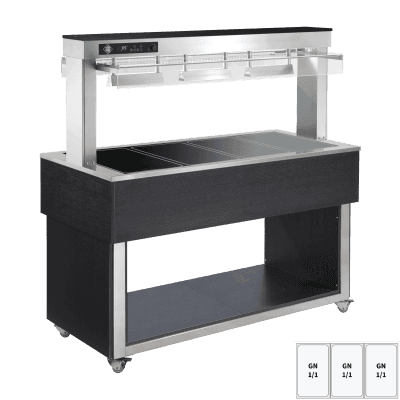 Insulă încălzită pentru expunere alimente, sticlă ceramică GN 3-1/1 Wenge - TR BROWN+ 3W