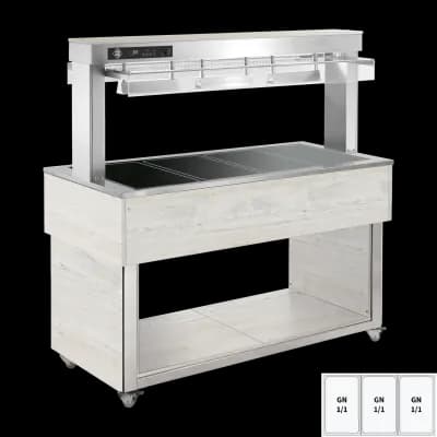 Insulă de prezentare alimente încălzită, plită ceramică din sticlă GN 3-1/1 Hemlock - TR BROWN+ 3H