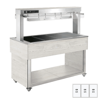 Insulă de prezentare alimente încălzită, plită ceramică din sticlă GN 3-1/1 Hemlock - TR BROWN+ 3H