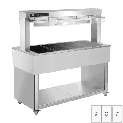 Insulă încălzită pentru expunere alimente, sticlă ceramică GN 3-1/1 RAL - TR BROWN+ 3R
