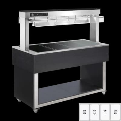 Insulă de prezentare alimente încălzită, plită ceramică din sticlă GN 4-1/1 Wenge - TR BROWN+ 4H