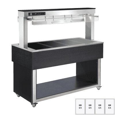 Insulă de prezentare alimente încălzită, plită ceramică din sticlă GN 4-1/1 Wenge - TR BROWN+ 4H