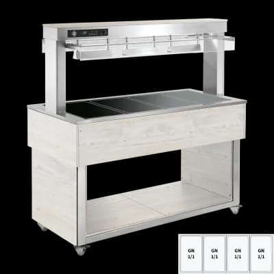 Insulă de prezentare alimente încălzită, plită ceramică din sticlă GN 4-1/1 Hemlock - TR BROWN+ 4H