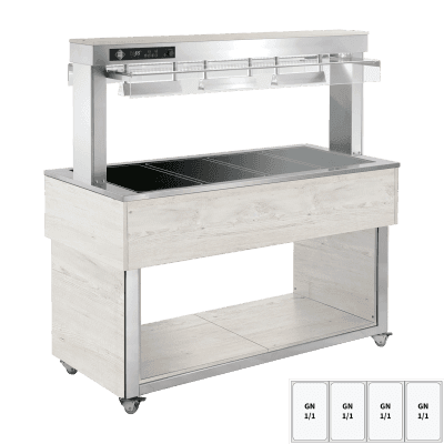 Insulă de prezentare alimente încălzită, plită ceramică din sticlă GN 4-1/1 Hemlock - TR BROWN+ 4H