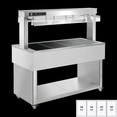 Insulă de prezentare alimente încălzită, plită ceramică din sticlă GN 4-1/1 RAL - TR BROWN+ 4R