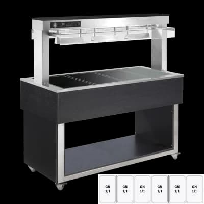 Insulă de prezentare alimente încălzită, plită ceramică din sticlă GN 6-1/1 Wenge - TR BROWN+ 6W