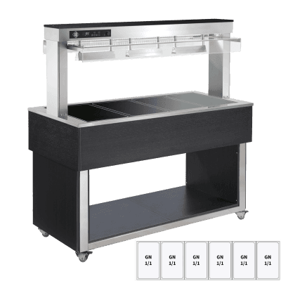 Insulă de prezentare alimente încălzită, plită ceramică din sticlă GN 6-1/1 Wenge - TR BROWN+ 6W