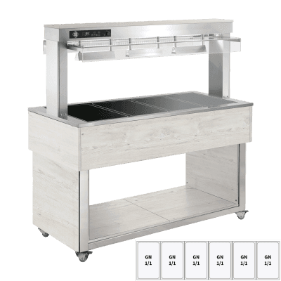 Insulă încălzită pentru expunere alimente, sticlă ceramică GN 6-1/1 Hemlock - TR BROWN+ 6H