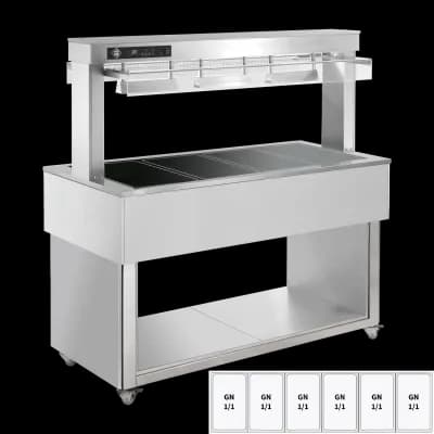 Insulă de prezentare alimente încălzită, plită ceramică din sticlă GN 6-1/1 RAL - TR BROWN+ 6R