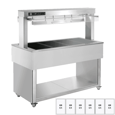 Insulă de prezentare alimente încălzită, plită ceramică din sticlă GN 6-1/1 RAL - TR BROWN+ 6R