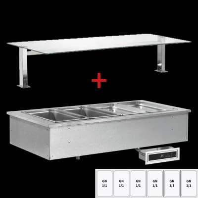 Tavă de răcire și distribuire, drop-in GN 6-1/1 - 200mm, iluminare LED, sticlă plată - SL GREEN+ 6 SOV LED FLAT