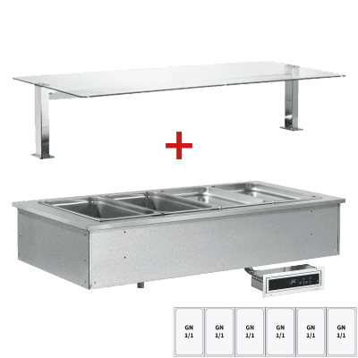 Tavă de răcire și distribuire, drop-in GN 6-1/1 - 200mm, iluminare LED, sticlă plată - SL GREEN+ 6 SOV LED FLAT