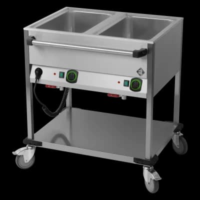 Cărucior bain marie electric GN 2-1/1 controlere pe latura lungă cu raft - BMPD 2120