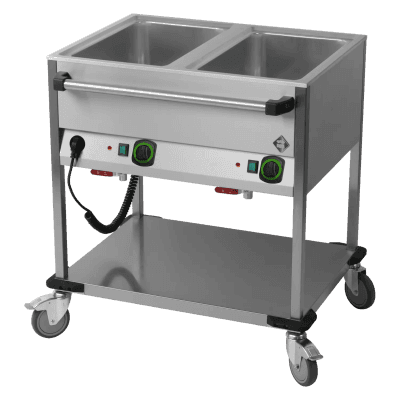 Cărucior bain marie electric GN 2-1/1 controlere pe latura lungă cu raft - BMPD 2120
